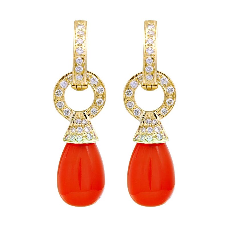 ladies-gold-bar-earrings-Earrings-Cornelian and Diamond