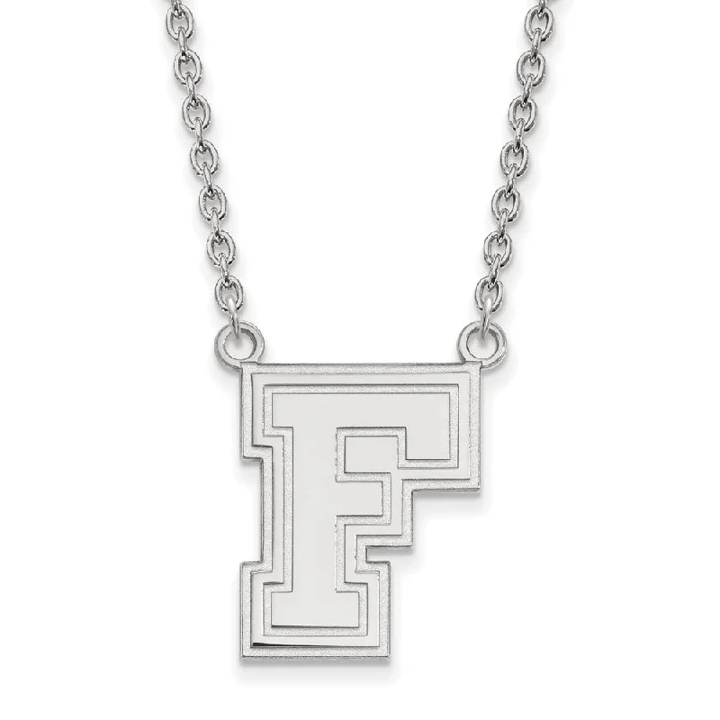 Ladies necklaces graceful chains -14k White Gold Fordham U Large Pendant Necklace