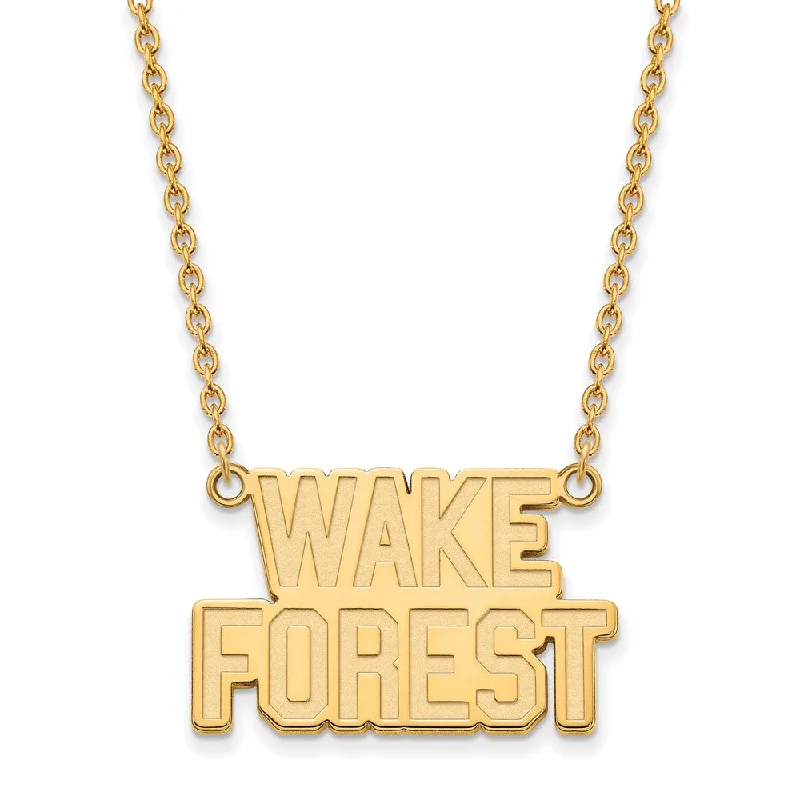 Ladies necklaces angular patterns -10k Yellow Gold Wake Forest U Large Pendant Necklace