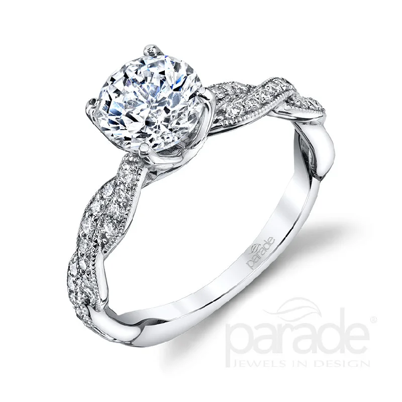 engagement-bridal-emerald-ring-18k White Gold Diamond Twist Engagement Ring by Parade Designs