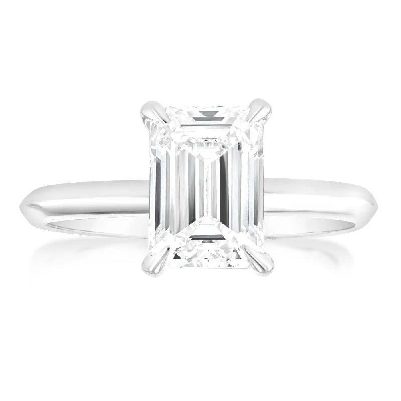 engagement-luxury-diamond-ring-Luminesce Lab Grown Certified 2 Carat Diamond Emerald Cut Engagement Ring in 18ct White Gold