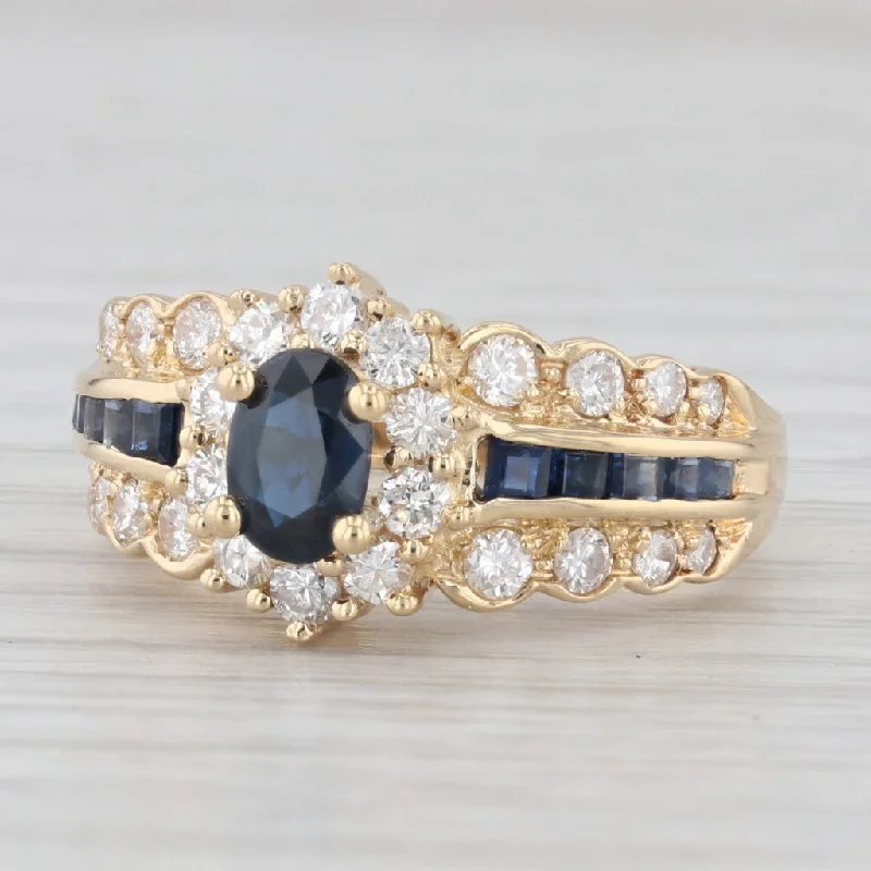 engagement-diamond-channel-ring-1.60ctw Blue Sapphire Diamond Ring 14k Yellow Gold Size 6.5 Engagement