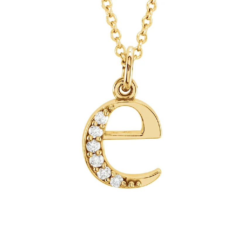 Ladies necklaces fun chains -The Abbey 14k Yellow Diamond Lower Case Initial 'e' Necklace 16 Inch