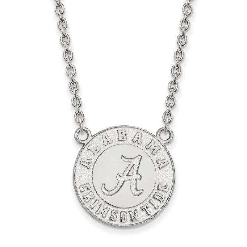 Ladies necklaces for charity nights -Sterling Silver U of Alabama Large Logo Disc Pendant Necklace