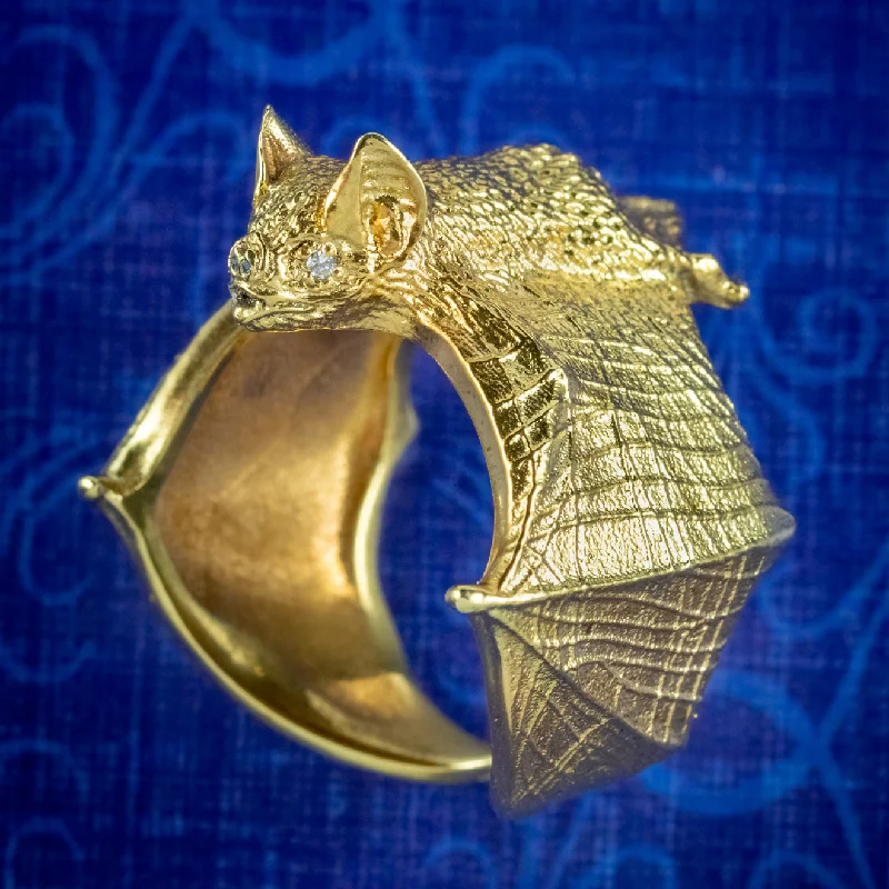 ladies-pear-cut-gold-rings-Victorian Style Diamond Bat Ring Sterling Silver 18ct Gold Gilt