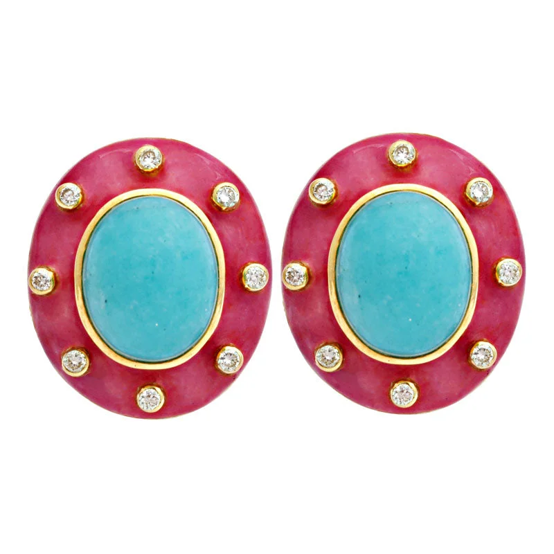 ladies-affordable-diamond-earrings-Earrings-Amazonite and Diamond (Enamel)