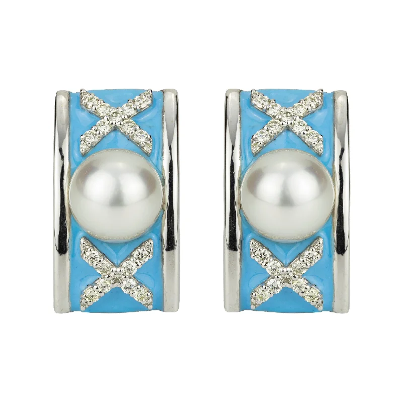 ladies-ethnic-gold-earrings-Repair - Earrings - South Sea Pearl And Diamond (enamel) (299DS)