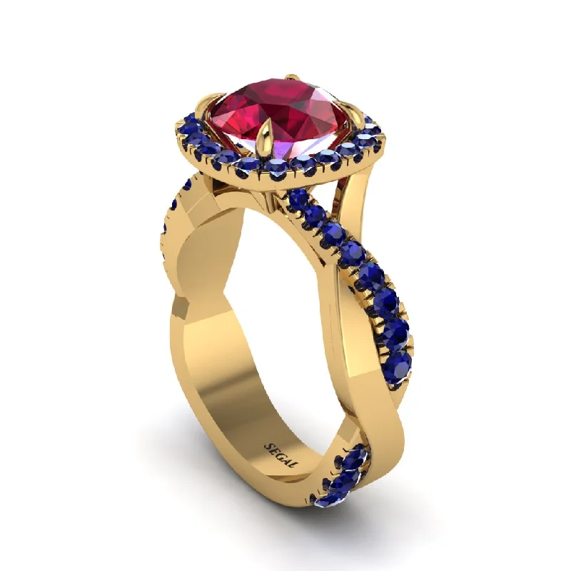 engagement-rose-gold-cluster-ring-Ruby Twist Shank Halo Engagement Ring - Cheyenne No. 70