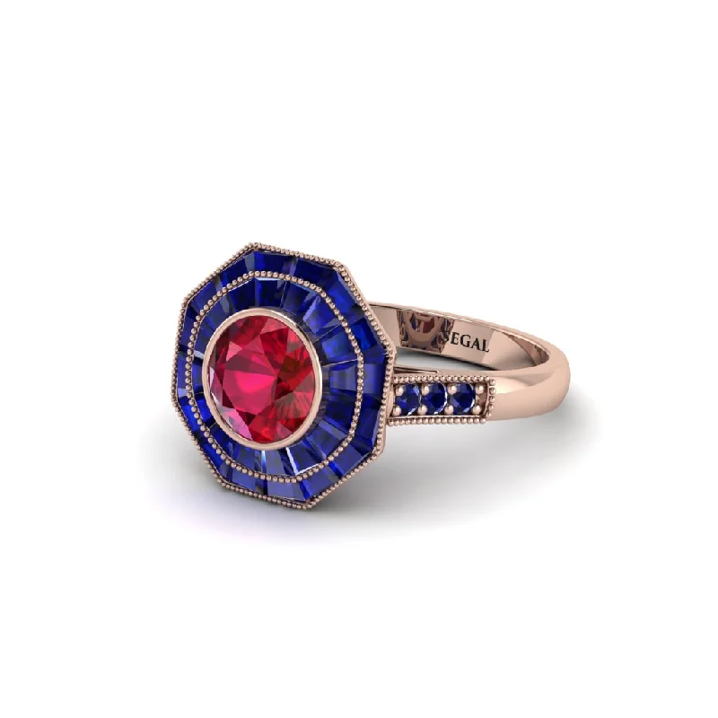 engagement-birthstone-diamond-ring-Ruby Radiant Majesty Engagement Ring - Francesca No. 71