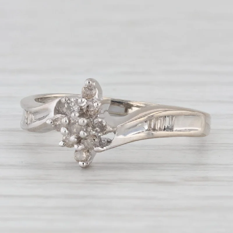 engagement-wedding-diamond-ring-0.20ctw Diamond Cluster Bypass Ring 10k White Gold Size 6.75 Engagement