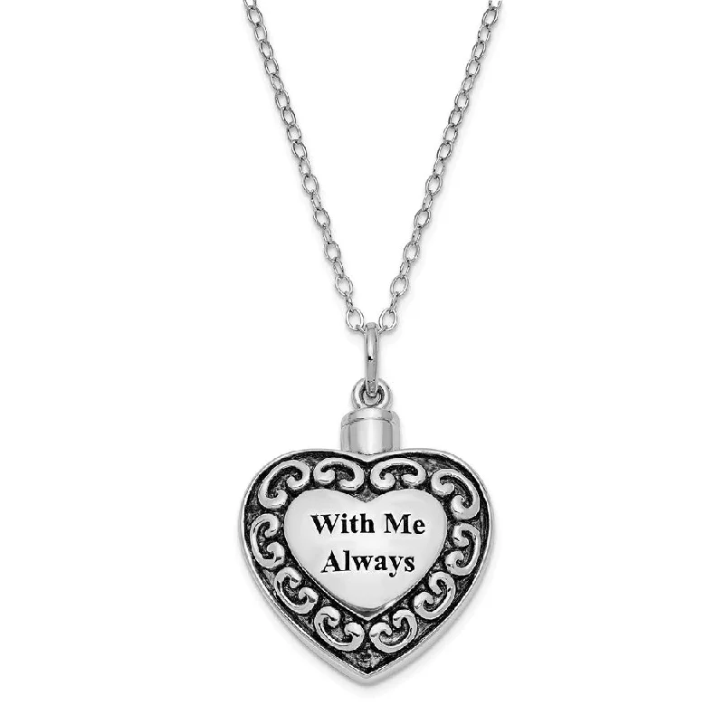 Ladies necklaces fine chains -Sterling Silver With Me Always Heart Ash Holder Necklace, 18 Inch