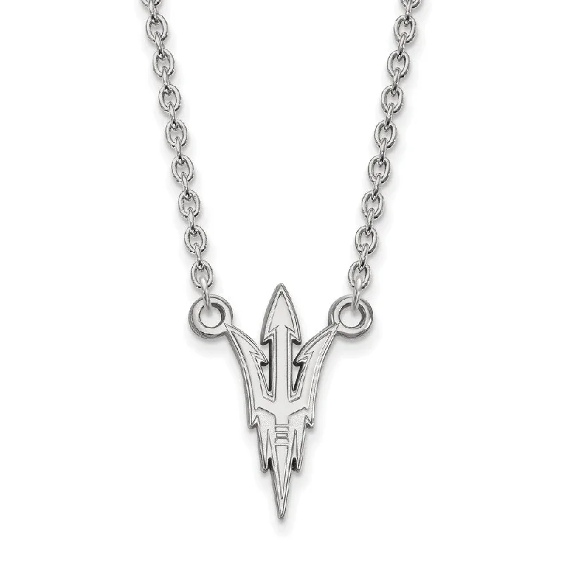 Ladies necklaces for conventions -10k White Gold Arizona State Large Trident Pendant Necklace