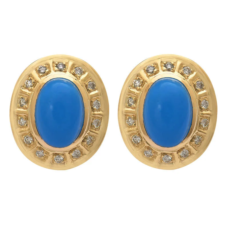 ladies-moon-rose-gold-earrings-Repair - Earrings- Synthetic Turquoise and Diamond (Enamel) (2189I)