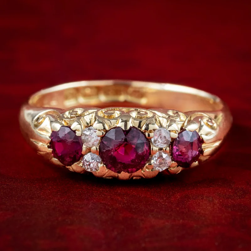 ladies-minimalist-gold-rings-Antique Victorian Ruby Diamond Ring Dated 1863