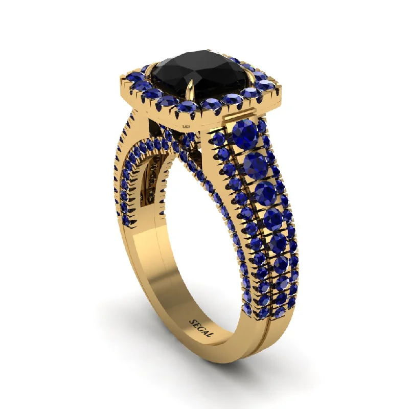 engagement-sapphire-vintage-ring-Cushion Cut Black Diamond Eternal Splendor Engagement Ring - Lorelei No. 67