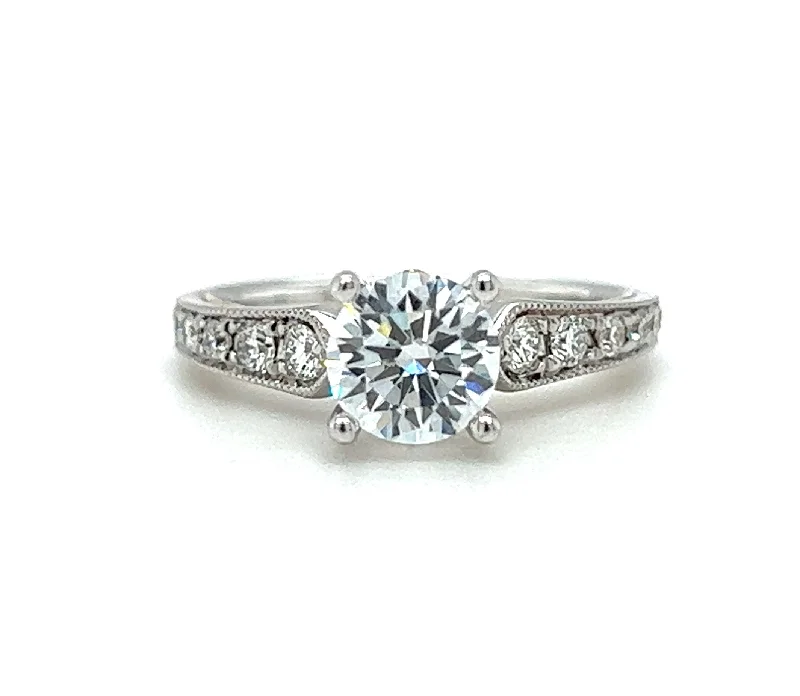 engagement-oval-platinum-ring-14k White & Yellow Gold Accented Vintage Inspired Diamond Engagement Ring by Rego Designs