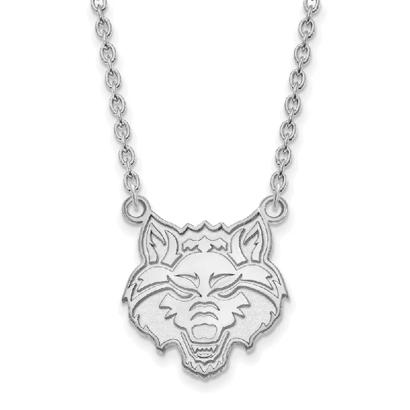 Ladies necklaces for photographers -Sterling Silver Arkansas State Large Mascot Pendant Necklace