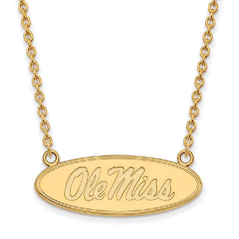 Ladies necklaces cool chains -10k Yellow Gold U of Mississippi Large Disc Pendant Necklace