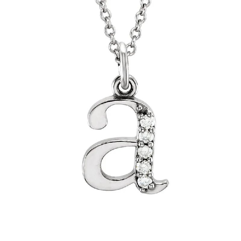 Ladies necklaces for casual vibes -The Abbey 14k White Gold Diamond Lower Case Initial 'a' Necklace 16 In