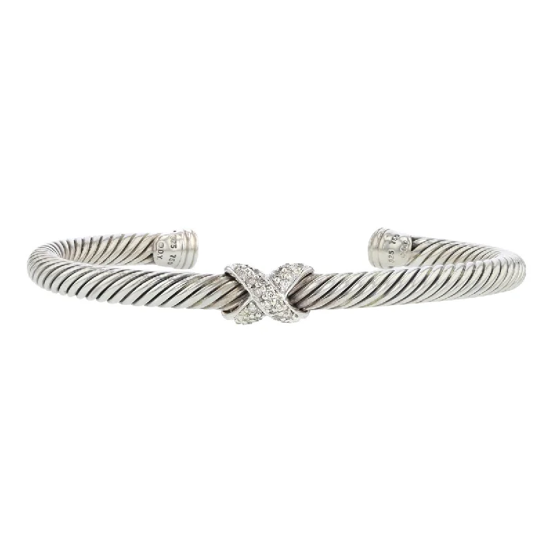 Ladies bracelets with aqua kyanite -David Yurman X Station Bracelet in Sterling Silver with Diamonds