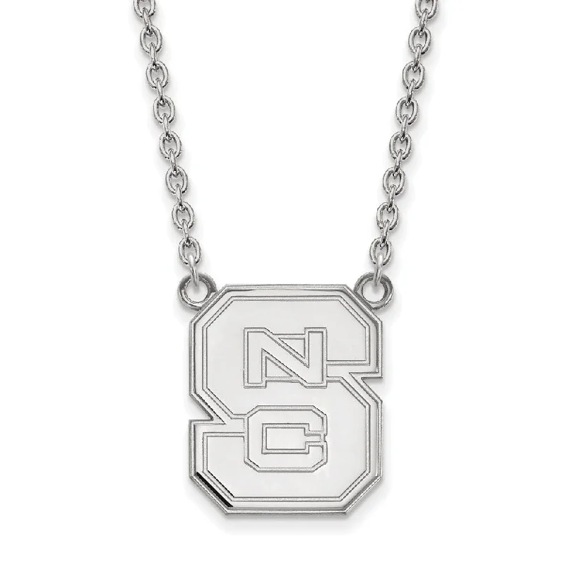 Ladies necklaces sea-inspired -Sterling Silver North Carolina Large 'NCS' Pendant Necklace