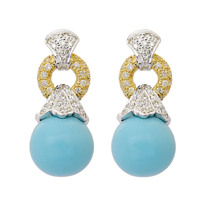 ladies-gift-pearl-earrings-Earrings-Turquoise and Diamond