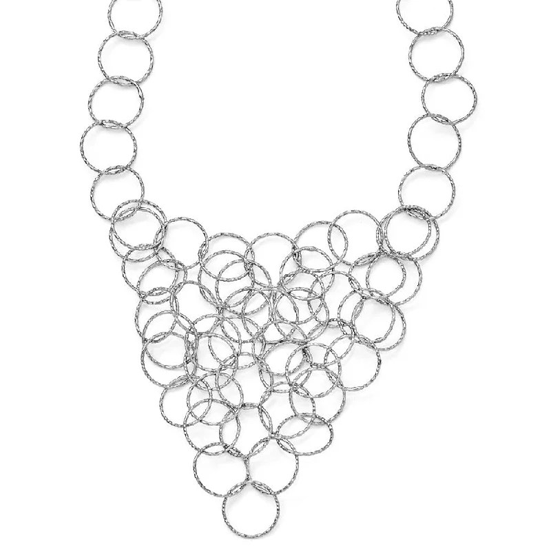 Ladies necklaces with burst charms -Textured Multi Circle Collar Necklace in Sterling Silver, 20 Inch