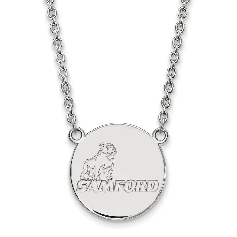 Ladies necklaces for doctors -Sterling Silver Samford U Large Pendant Necklace