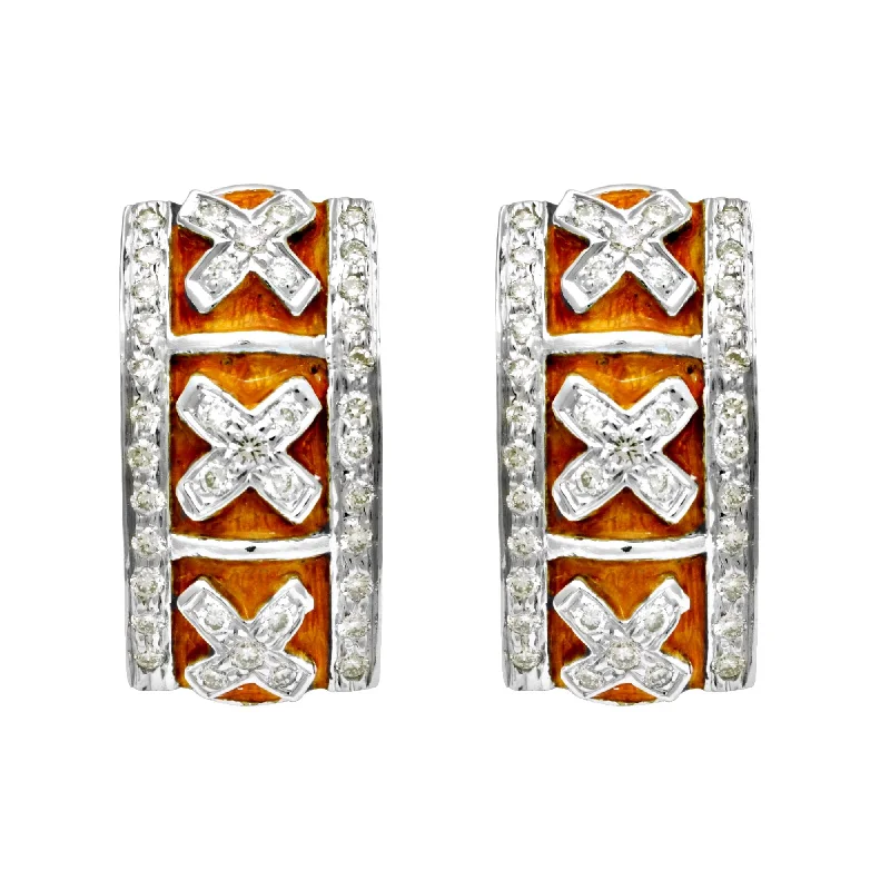 ladies-diamond-huggie-earrings-Earrings-Diamond (Enamel)