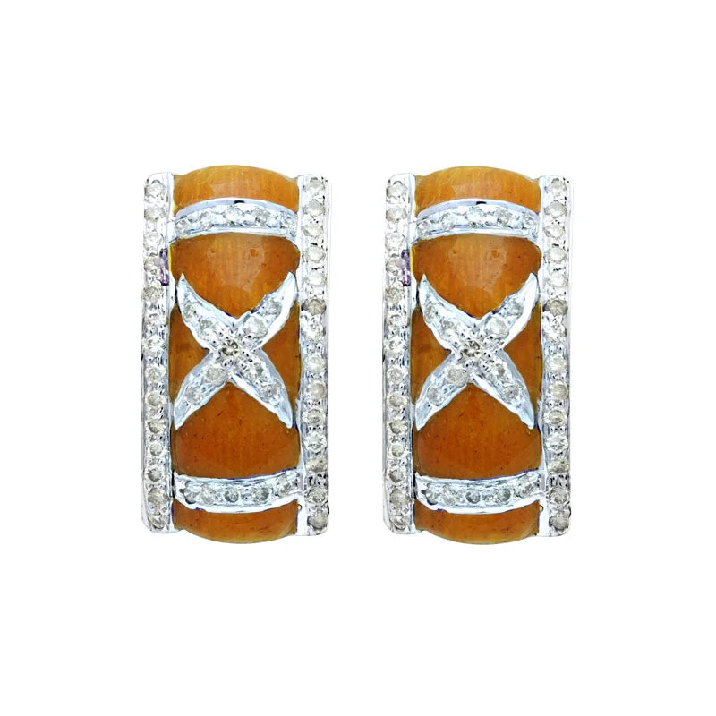 ladies-bridal-huggie-earrings-Earrings-Diamond (Enamel)