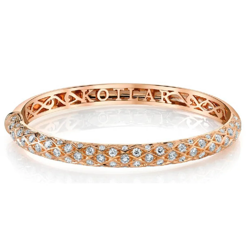 Ladies bracelets for squad gifts -Criss Cross Diamond Halfway Bangle Bracelet