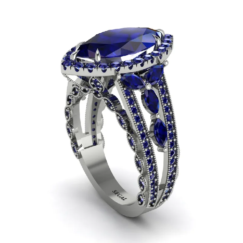 engagement-oval-diamond-ring-Sapphire Majestic Splendor Engagement Ring - Antonella No. 75