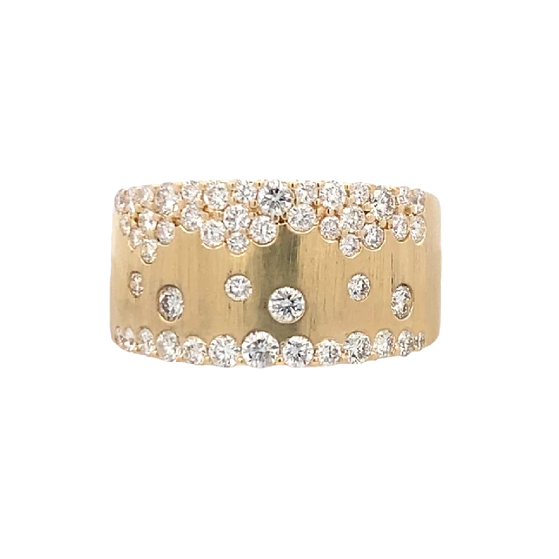 ladies-elegant-platinum-rings-Yellow Gold Diamond Constellation Ring