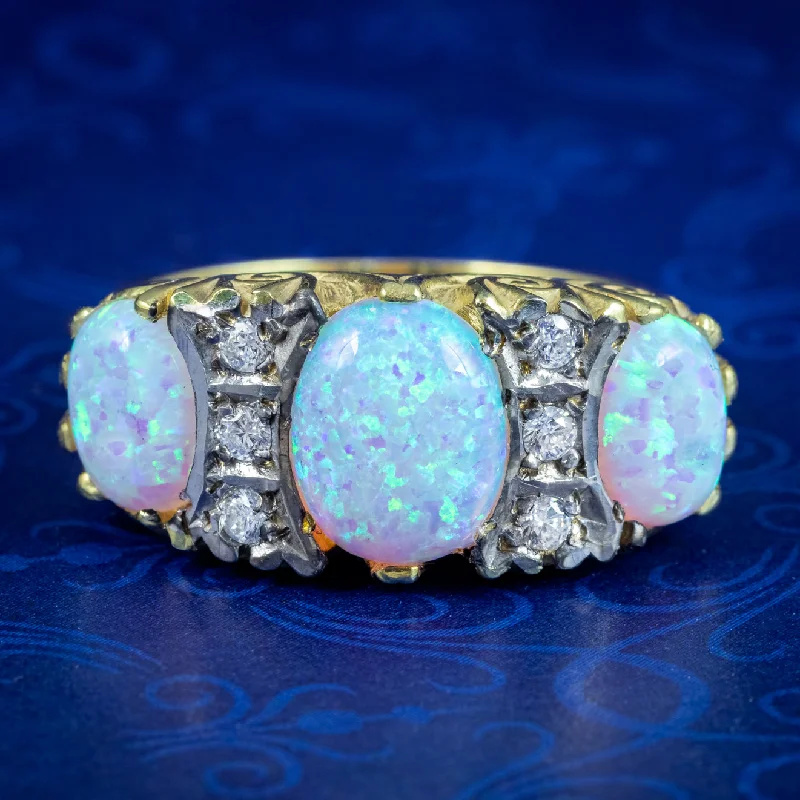 ladies-radiant-cut-rose-gold-rings-Victorian Style Opal CZ Statement Ring