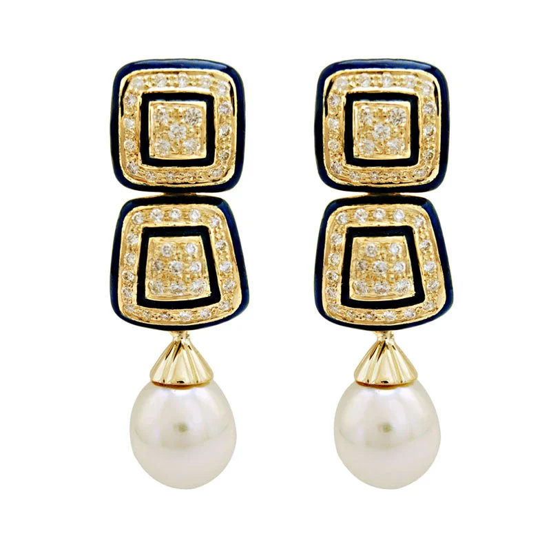 ladies-luxury-silver-earrings-Earrings-South Sea Pearl and Diamond (Enamel)