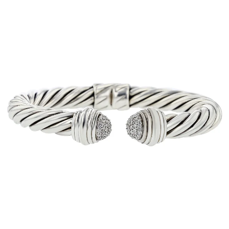 Ladies bracelets with sage aventurine -David Yurman Cable Bangle Bracelet with Diamonds