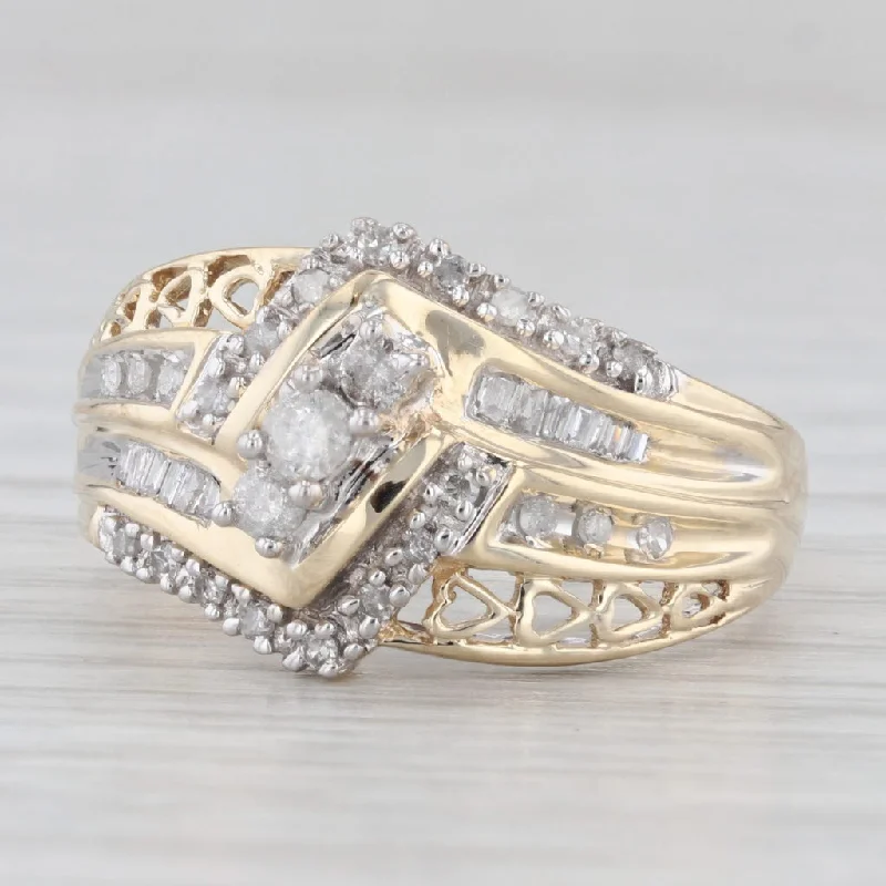 engagement-pear-cut-silver-ring-0.25ctw Diamond 3-Stone Ring 10k Yellow Gold Size 8.25 Engagement