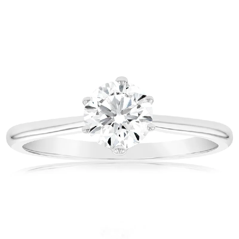 engagement-modern-silver-ring-Luminesce Lab Grown 1 Carat Solitaire Engagement Ring in 14ct White Gold