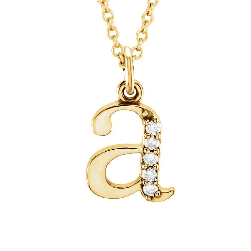 Ladies necklaces trendy elegance -The Abbey 14k Yellow Diamond Lower Case Initial 'a' Necklace 16 Inch