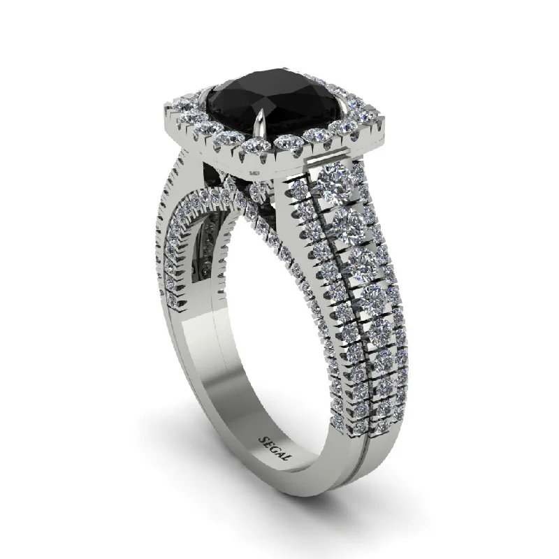 engagement-luxury-silver-ring-Cushion Cut Black Diamond Eternal Splendor Engagement Ring - Lorelei No. 9