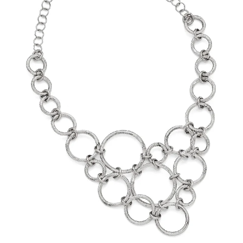 Ladies necklaces for free spirits -Textured Multi Circle Collar Necklace in Sterling Silver, 18.5 Inch