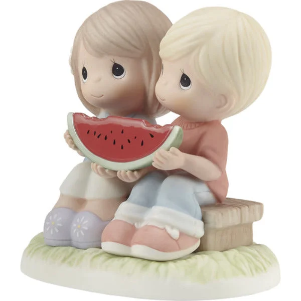 ladies-oval-pearl-rings-Precious Moments You’re One In A Melon Couple Sharing Watermelon Figurine