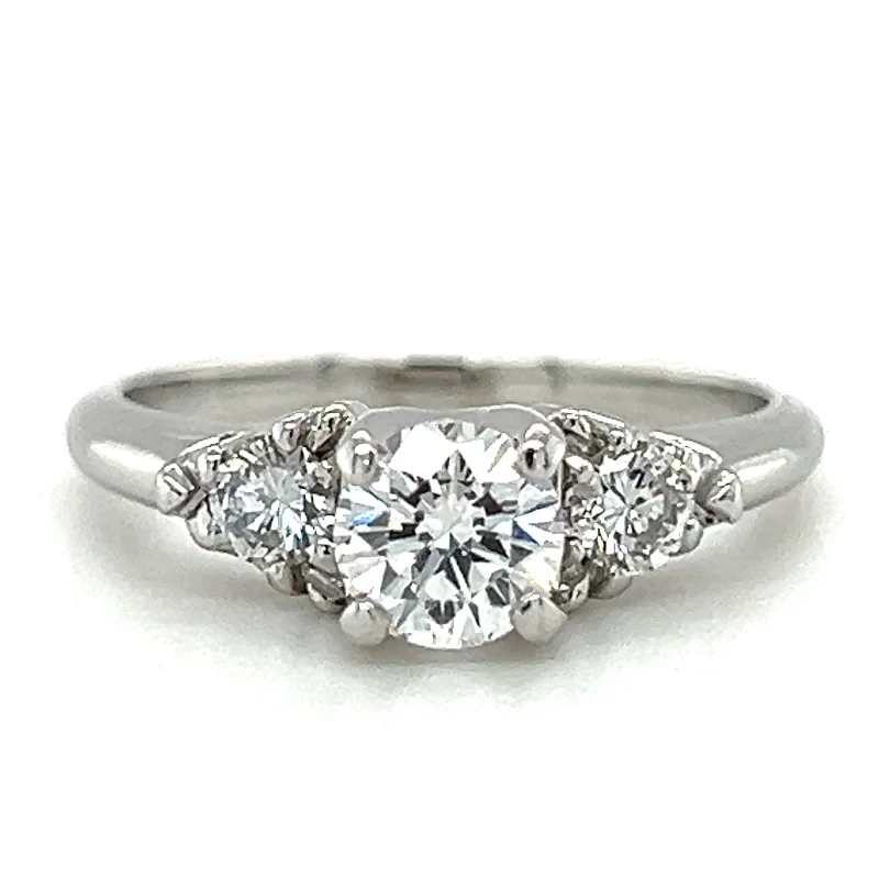 engagement-platinum-filigree-ring-Pre-Owned Platinum Three Stone Diamond Engagement Ring