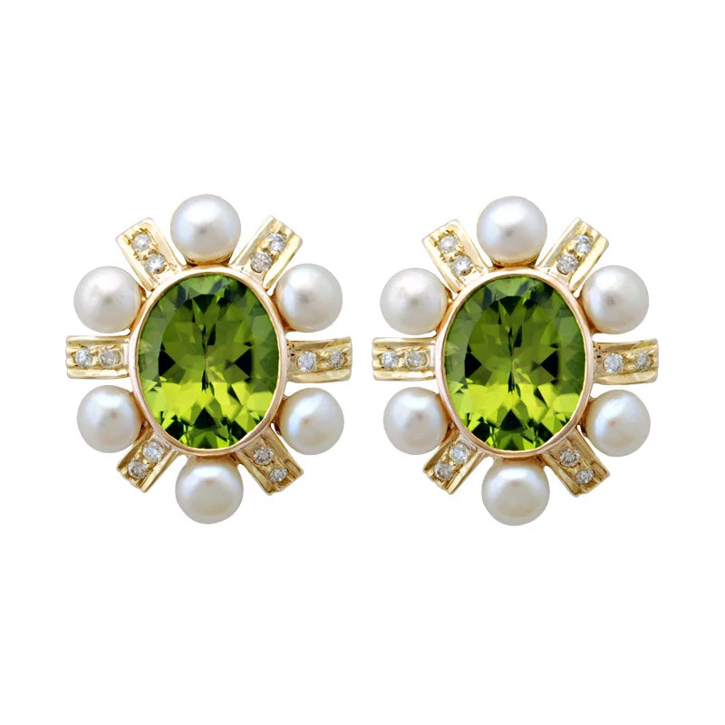 ladies-moon-silver-earrings-Earrings-Peridot, Pearl and Diamond