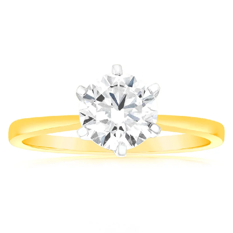 engagement-pearl-modern-ring-Luminesce Lab Grown Certified 2 Carat Solitaire Engagement Ring in 18ct Yellow Gold