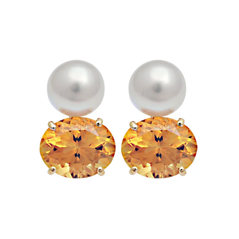 ladies-artisan-silver-earrings-Earrings-Citrine and South Sea Pearl