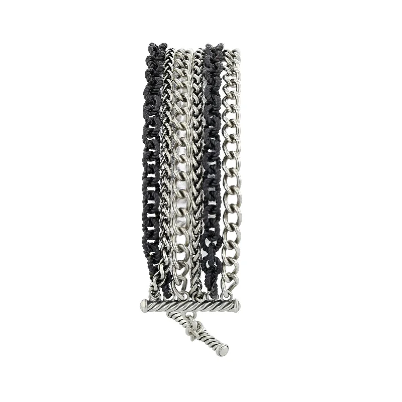 Ladies bracelets with star charms -David Yurman Black and White Six Strand Bracelet