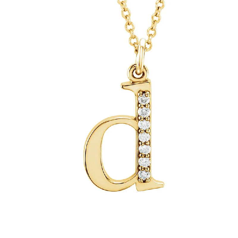 Ladies necklaces quirky designs -The Abbey 14k Yellow Diamond Lower Case Initial 'd' Necklace 16 Inch