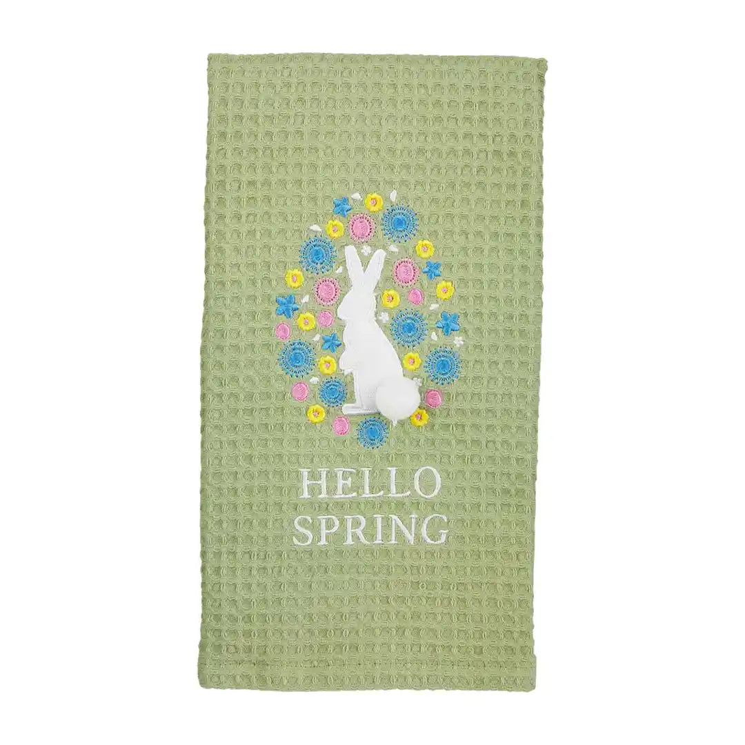 ladies-oval-gold-rings-Hello Spring Bunny Hand Towel