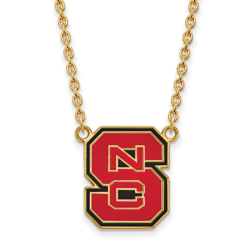 Ladies necklaces thick elegance -14k Gold Plated Silver North Carolina Lg Enamel Pendant Necklace